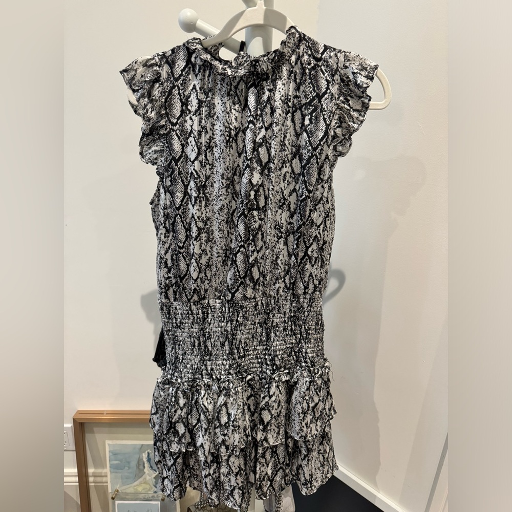 Snakeskin mini ruffle dress